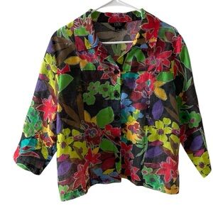 Toni Morgan Floral Lightweight Jacket Semi Sheer Size L